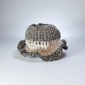 Handcrafted Gray and White Crochet Hat